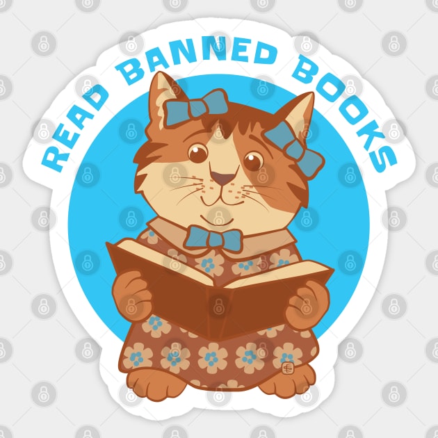 Read Banned Books Kitten Sticker by Sue Cervenka